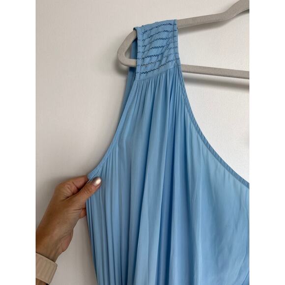 Ramy Brook Nicola One-Shoulder Tiered Ruffle Maxi Dress, Misty Blue, Medium, EUC - Picture 5 of 8